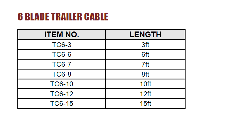 6 Blade trailer cable