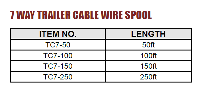 7 Way Trailer cable with spool