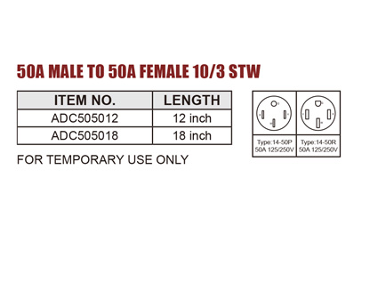 RV Adapter 50A To 50A Female 10/3 STW