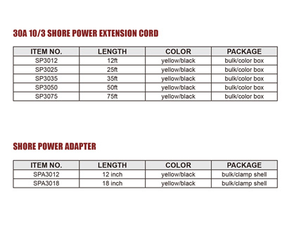 30A 10/3 Shore Power Extension Cord