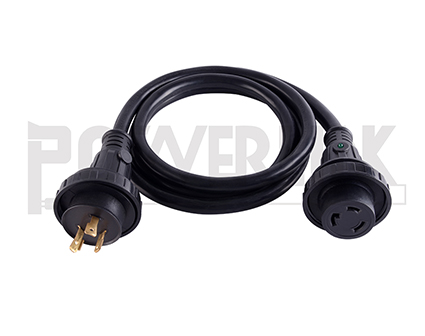 30A 10/3 Shore Power Extension Cord With Indicator Light