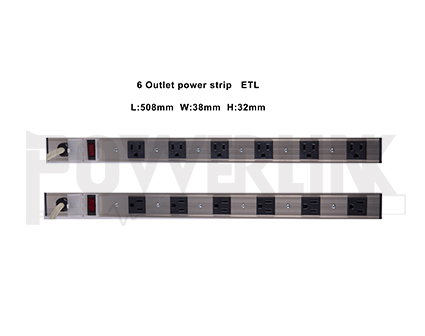 6 Outlets Rack-mount PDU, Aluminum Alloy Surge Protector Power Strip