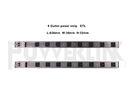 8 OUTLETS RACK-MOUNT PDU, ALUMINUM ALLOY SURGE PROTECTOR POWER STRIP