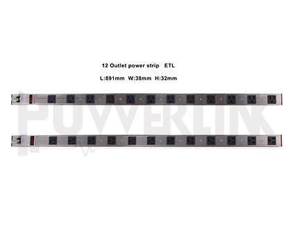 12 OUTLETS RACK-MOUNT PDU, ALUMINUM ALLOY SURGE PROTECTOR POWER STRIP