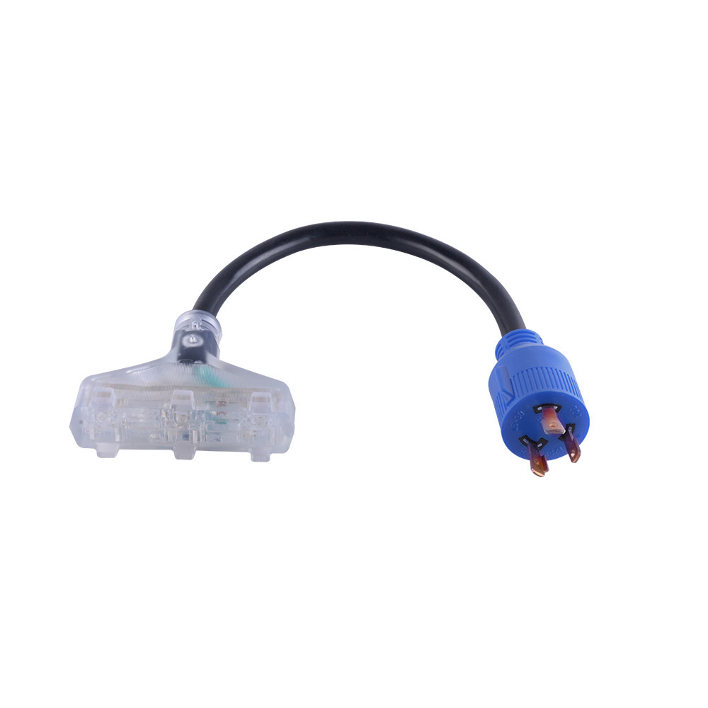 GENERATOR ADAPTER CORD 30A LOCKING PLUG TO TRI-OUTLET