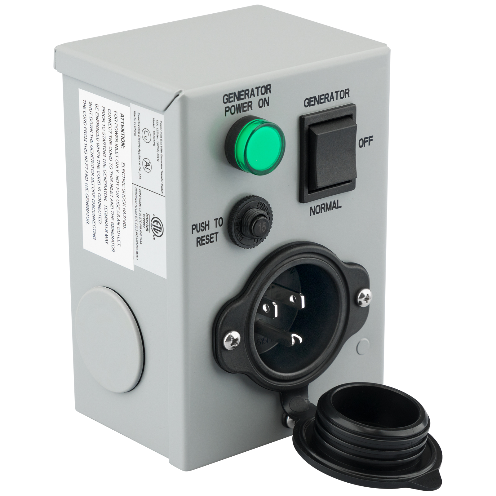 NEMA 5-15P Generator Transfer Switch,15A,125V